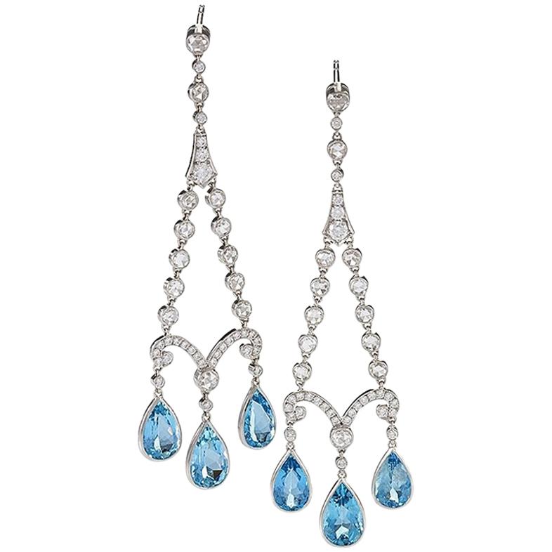 Tiffany & Co. Earrings with Aquamarine and Diamond