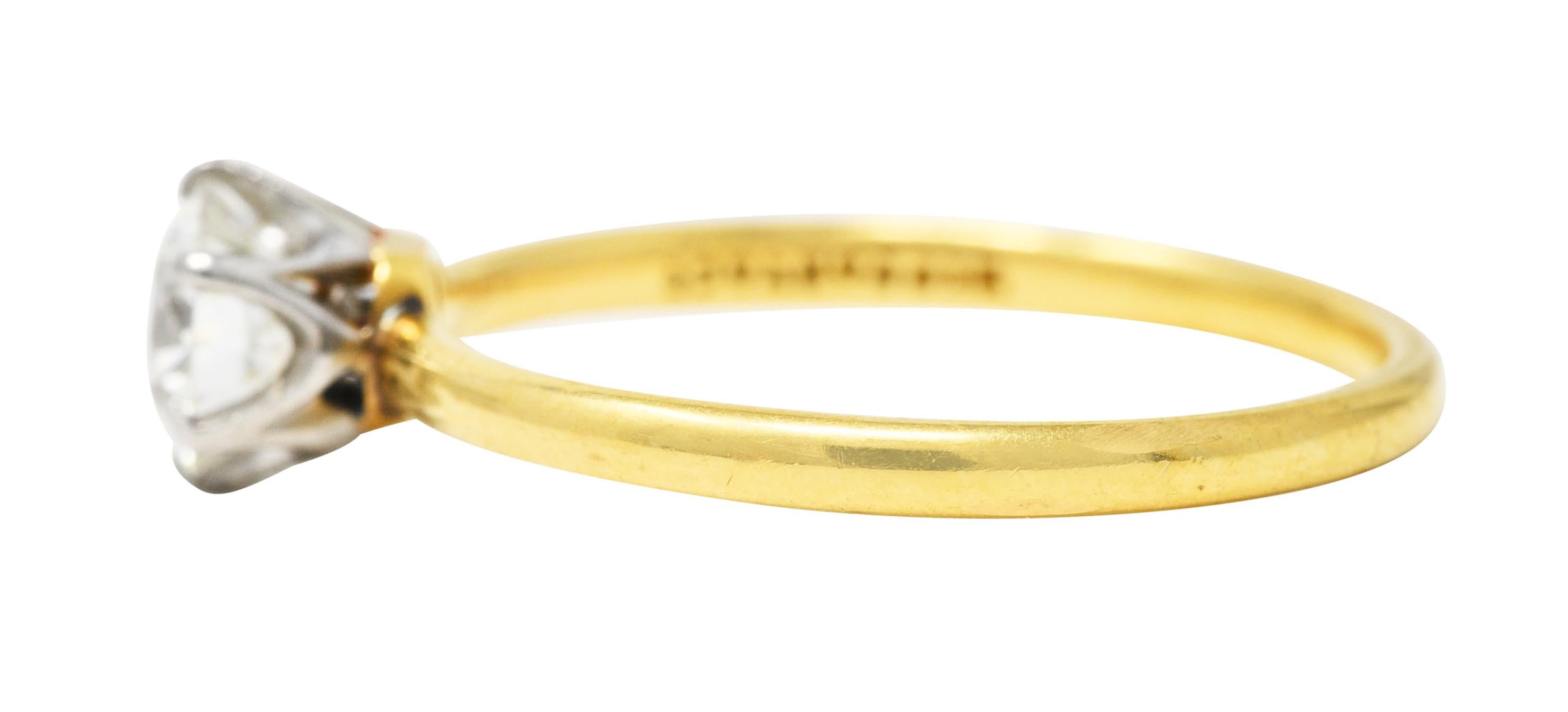 Tiffany & Co. Diamante Europeo Antiguo Edwardian 0,61 Quilates Platino Oro de 18 Kilates A en Excelente Estado en Philadelphia, PA