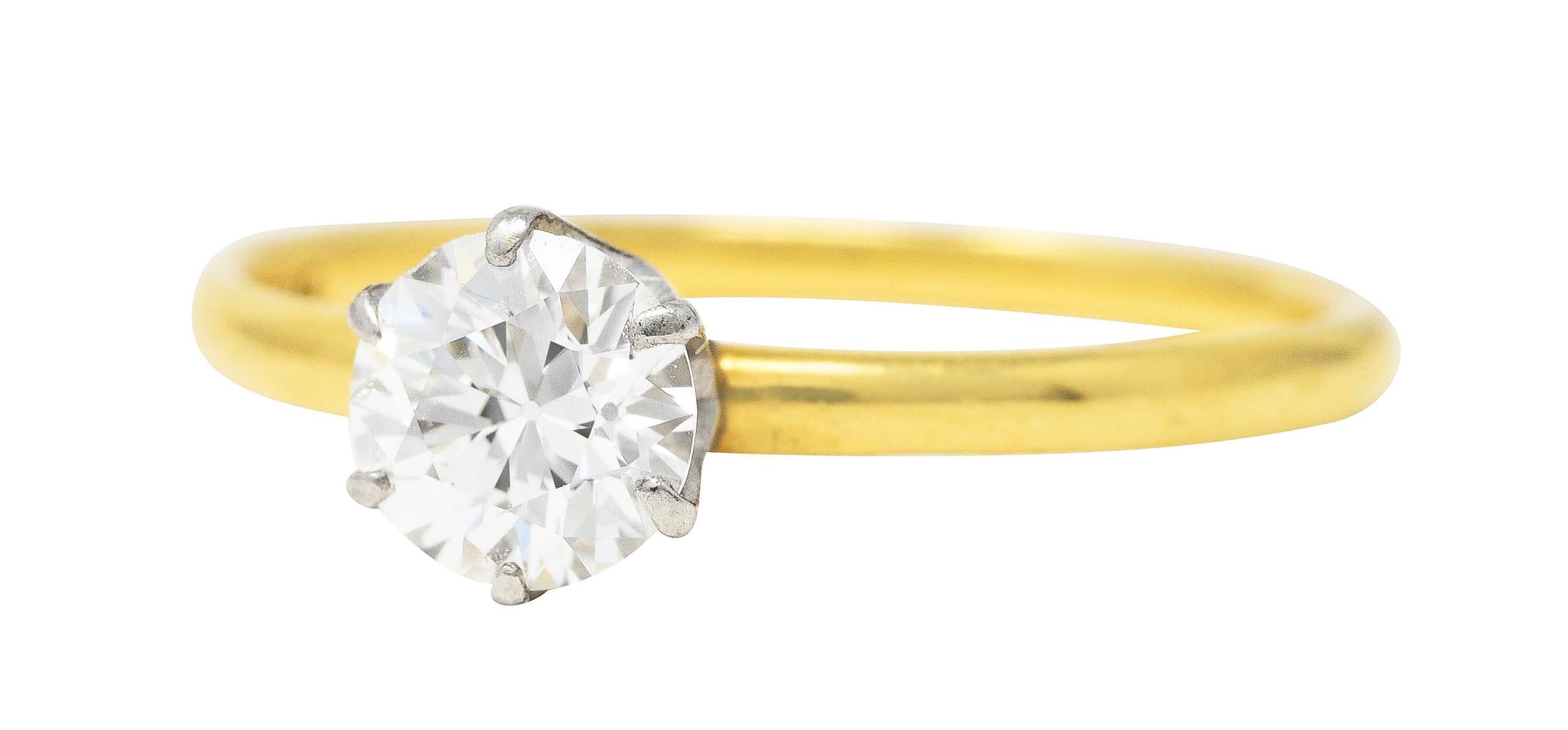 Femenino o masculino Tiffany & Co. Diamante Europeo Antiguo Edwardian 0,61 Quilates Platino Oro de 18 Kilates A
