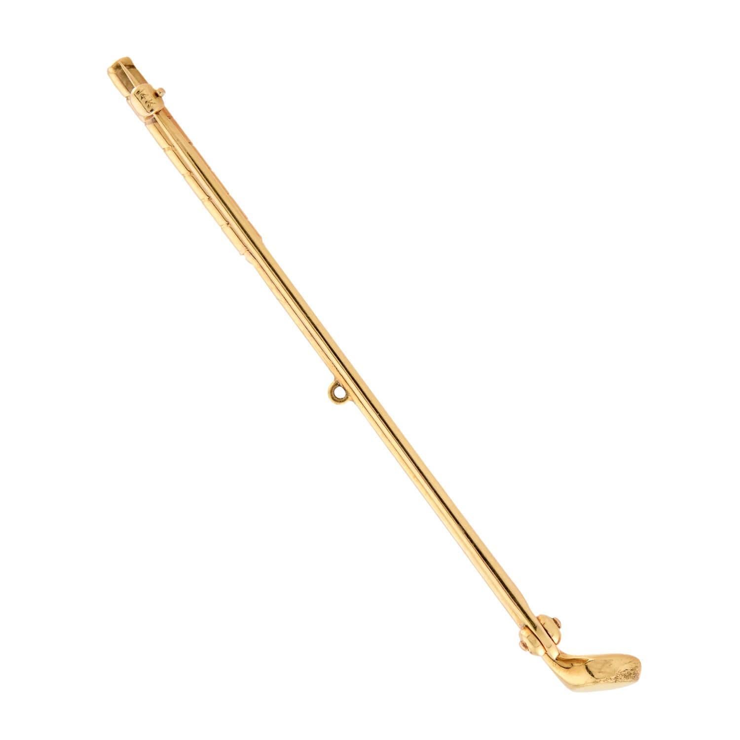 Round Cut TIFFANY & CO. Edwardian 14K Pearl Golf Club Bar Pin For Sale
