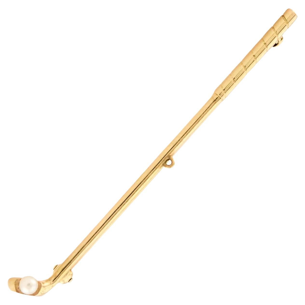TIFFANY & CO. Edwardian 14K Pearl Golf Club Bar Pin