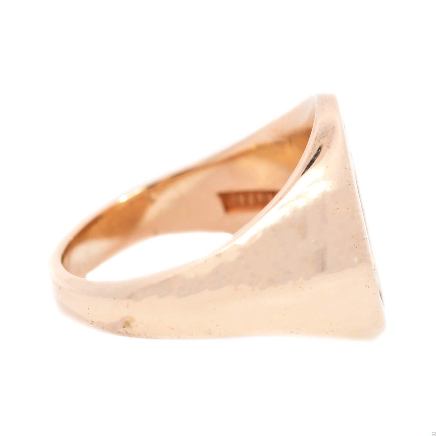 A signet ring can be represented with an intaglio, which is created by carving below the surface of a stone, or by a simple smooth seal. Its purpose would have been to seal the wax of a letter or note.

An incredible and unusual gold signet ring by