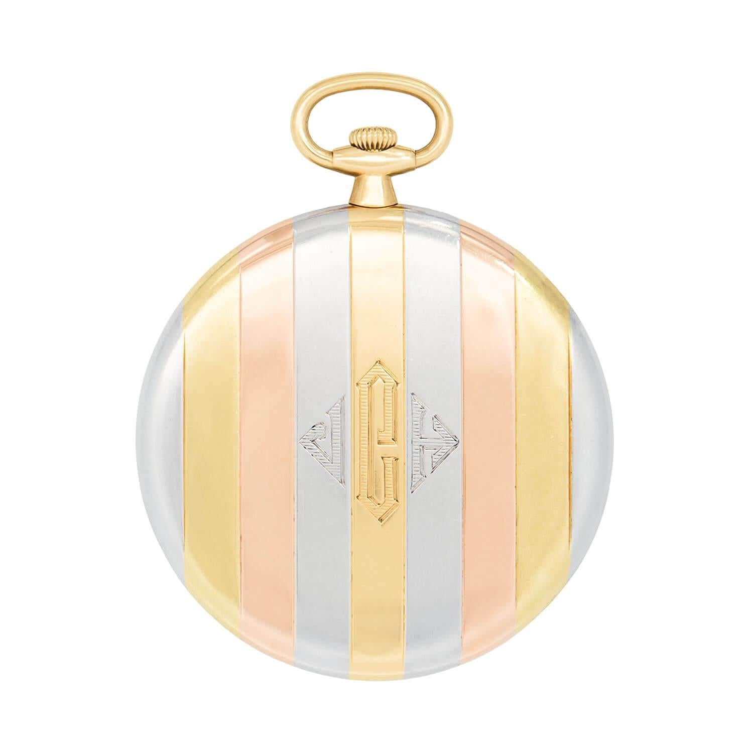TIFFANY & Co. Edwardian 18k Mixed Metal Pocket Watch In Good Condition For Sale In Narberth, PA