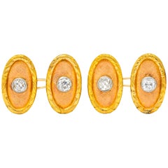 Tiffany & Co. Edwardian 2.40 Carat Diamond 18 Karat Gold Men's Cufflinks