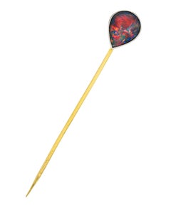 Tiffany & Co. Edwardian Black Opal Platinum 18 Karat Gold Antique Stickpin 1910