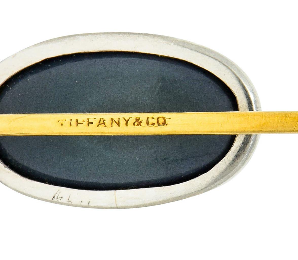 Women's or Men's Tiffany & Co. Edwardian Black Opal Platinum 18 Karat Gold Stickpin