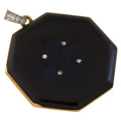Tiffany & Co. Edwardian Diamond and Black Enamel Locket