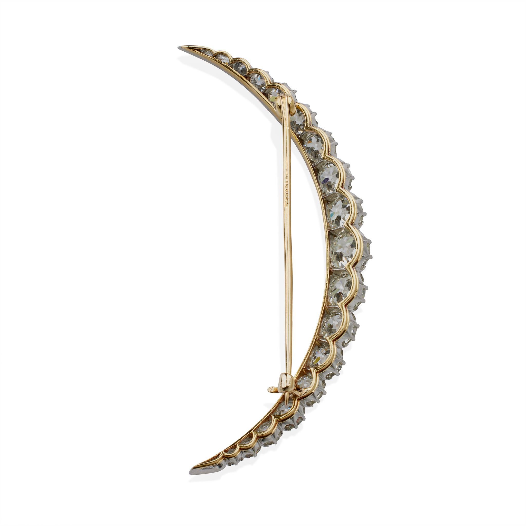 Tiffany & Co. Edwardian Diamond Crescent Brooch In Excellent Condition For Sale In New York, NY