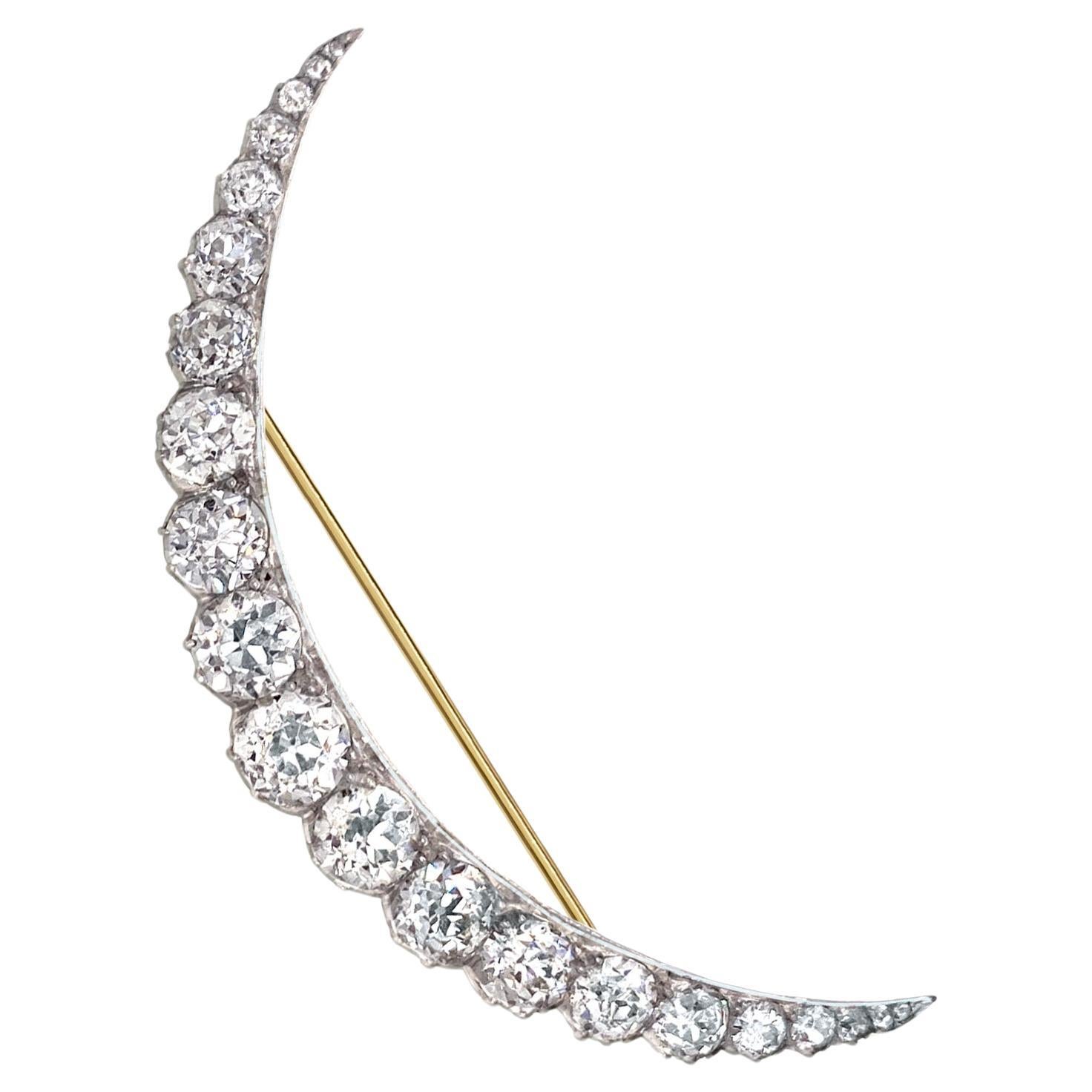 Tiffany & Co. Edwardian Diamond Crescent Brooch For Sale