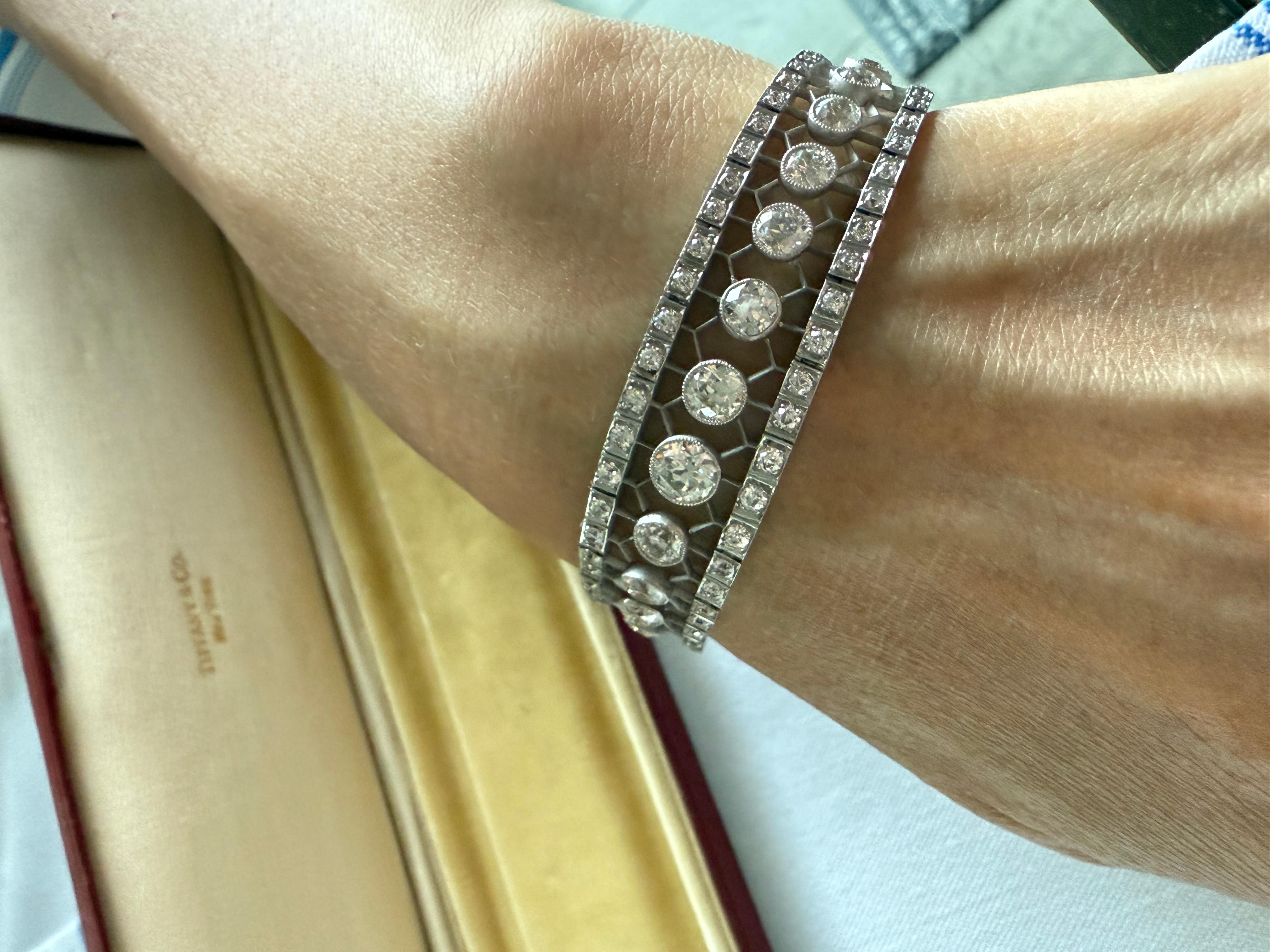 Tiffany & Co Edwardian Diamond Platinum Bracelet For Sale 5