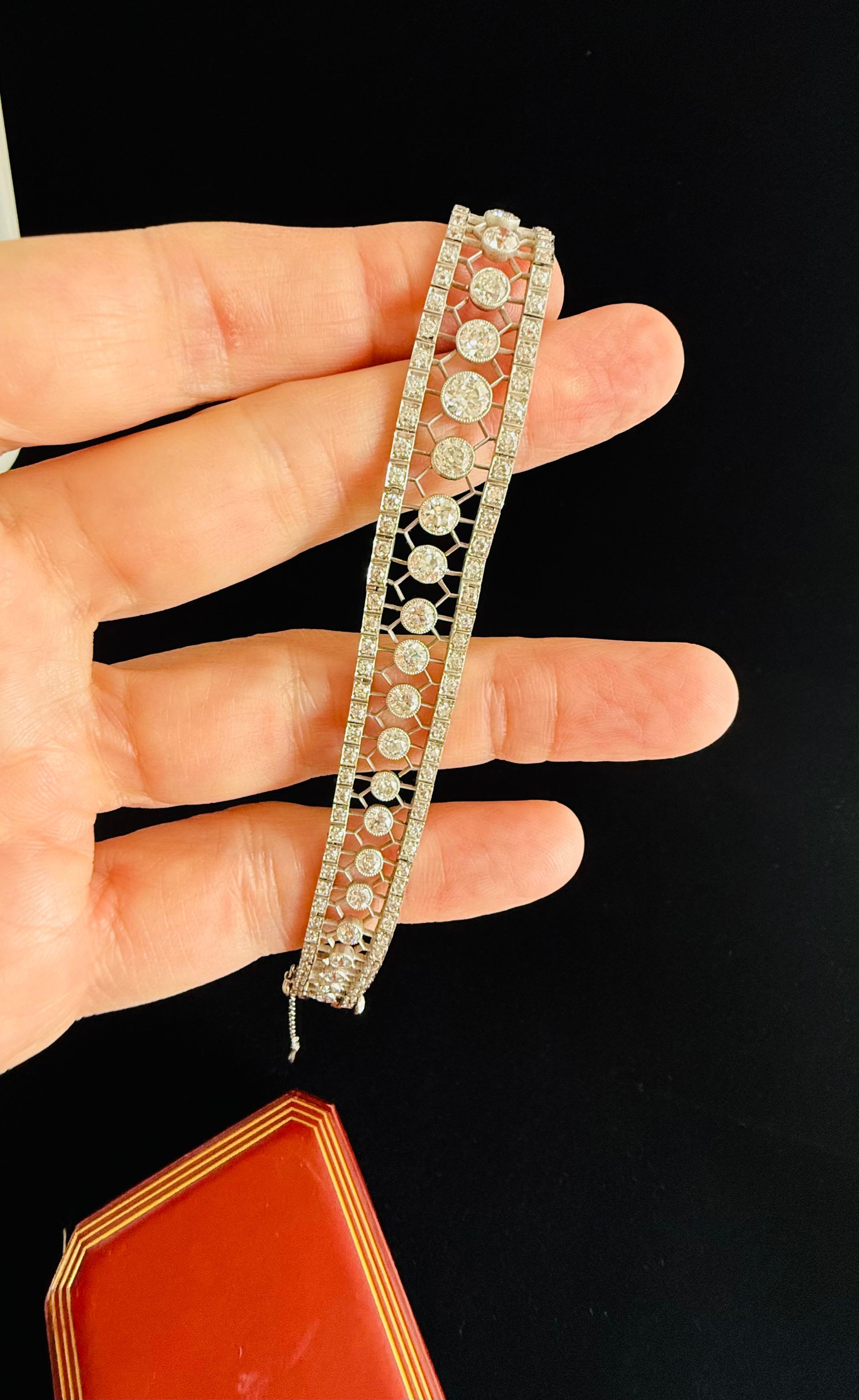 Tiffany & Co Edwardian Diamond Platinum Bracelet For Sale 6