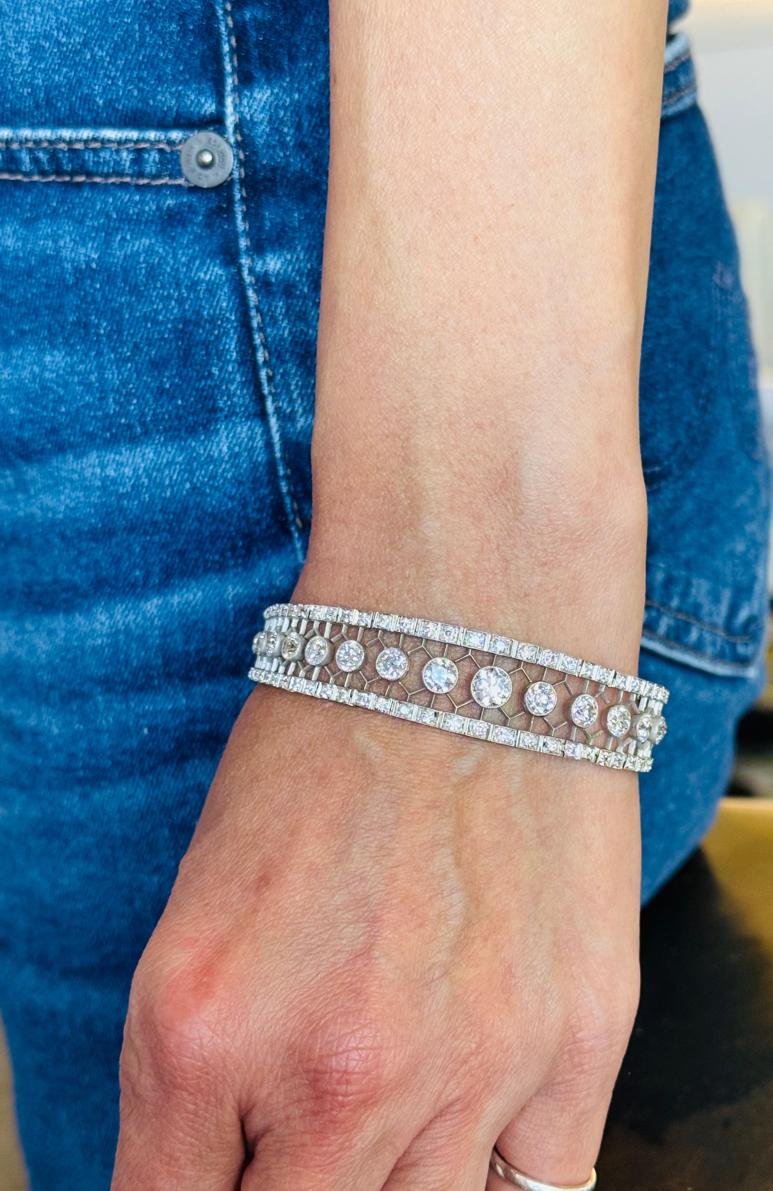 Tiffany & Co Edwardian Diamond Platinum Bracelet In Good Condition For Sale In Beverly Hills, CA