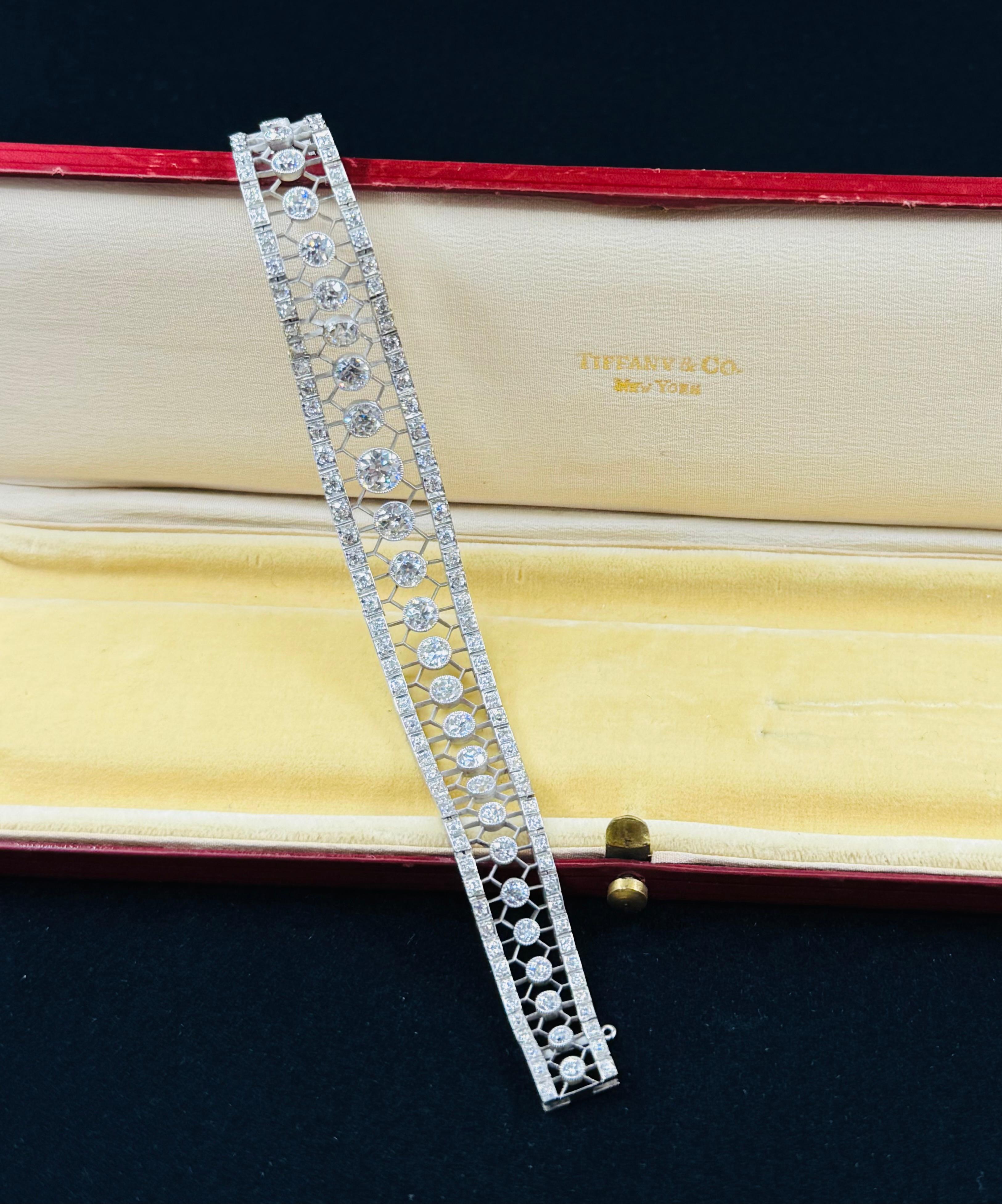 Women's or Men's Tiffany & Co Edwardian Diamond Platinum Bracelet For Sale
