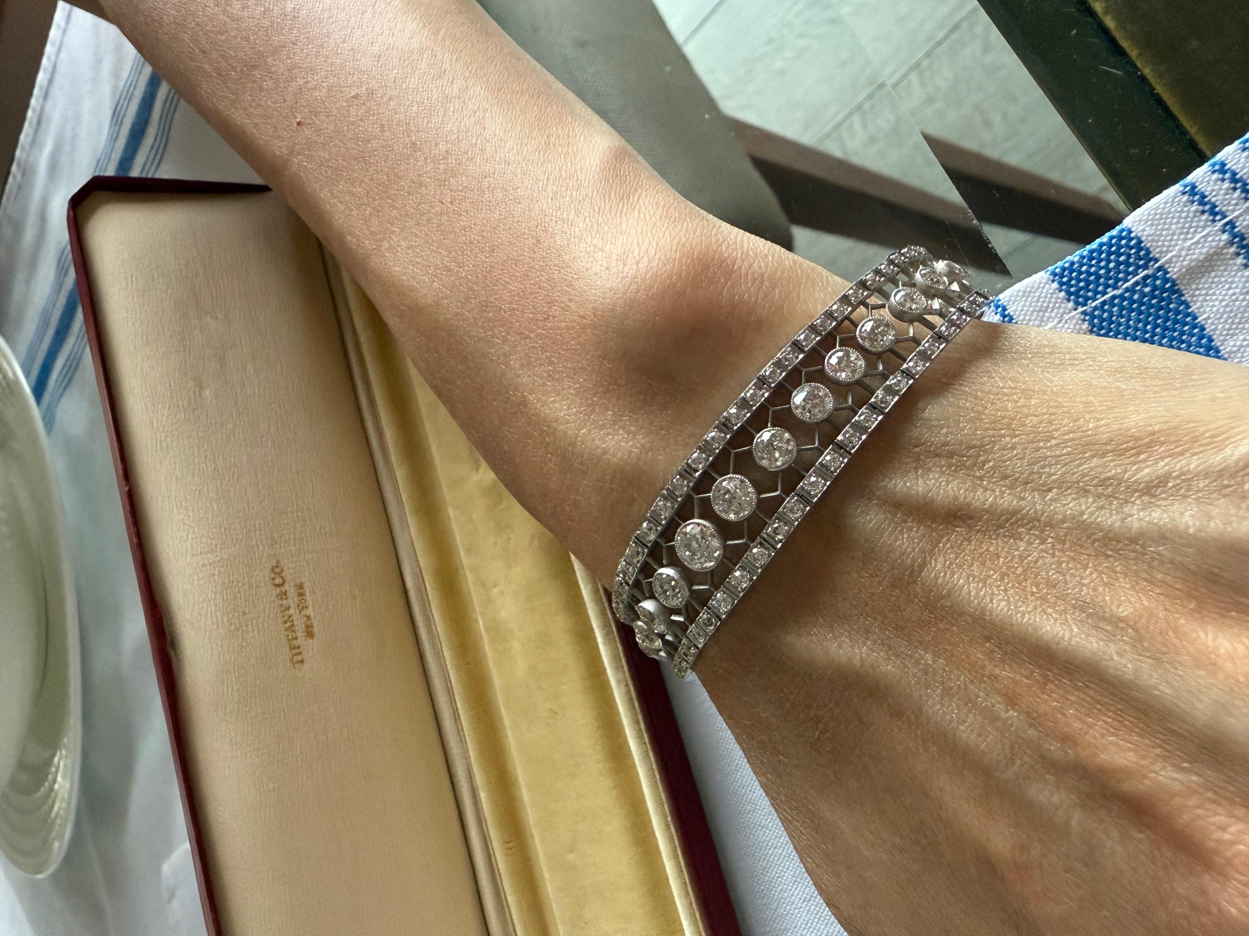Tiffany & Co Edwardian Diamond Platinum Bracelet For Sale 1