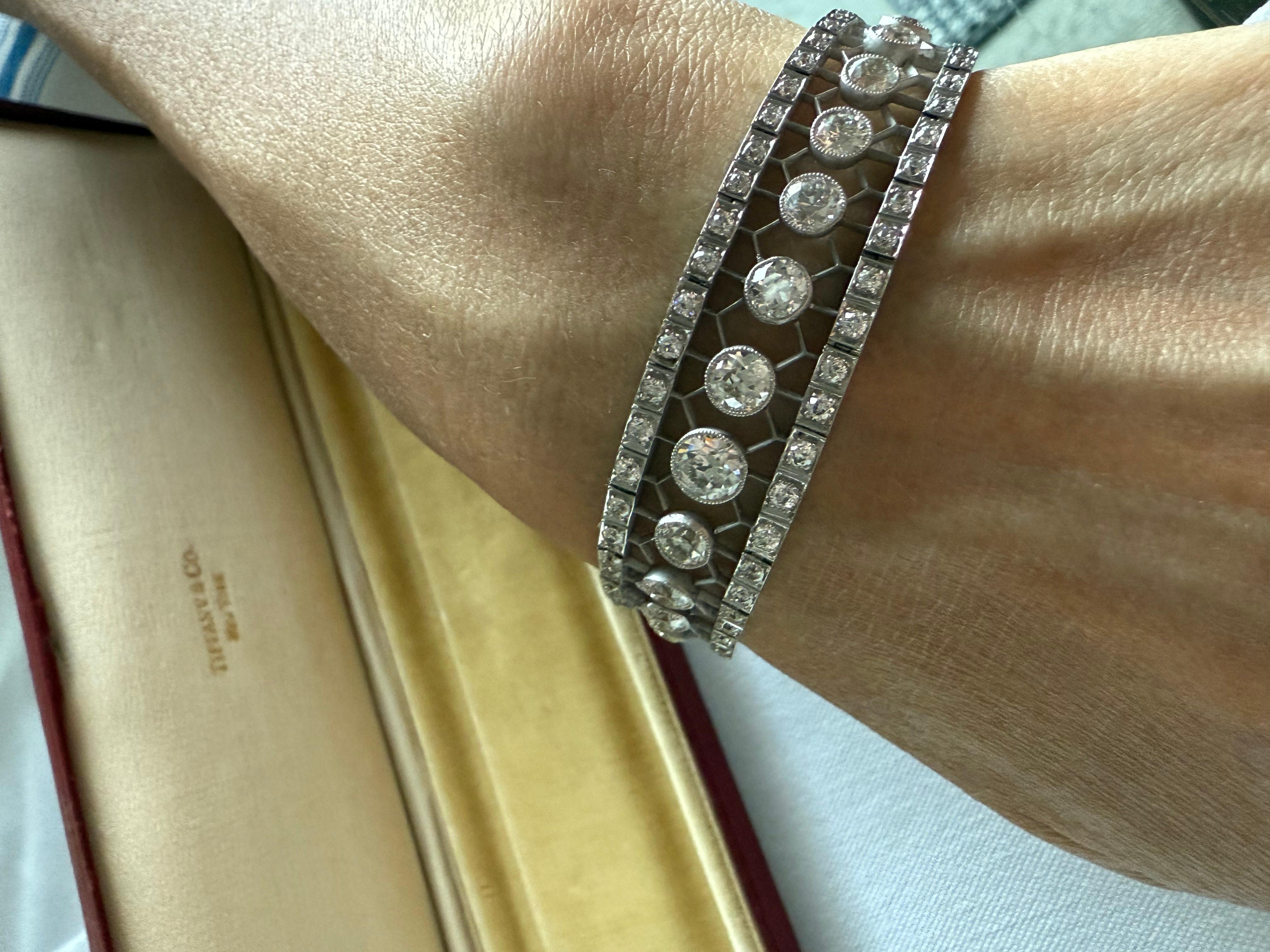 Tiffany & Co Edwardian Diamond Platinum Bracelet For Sale 3