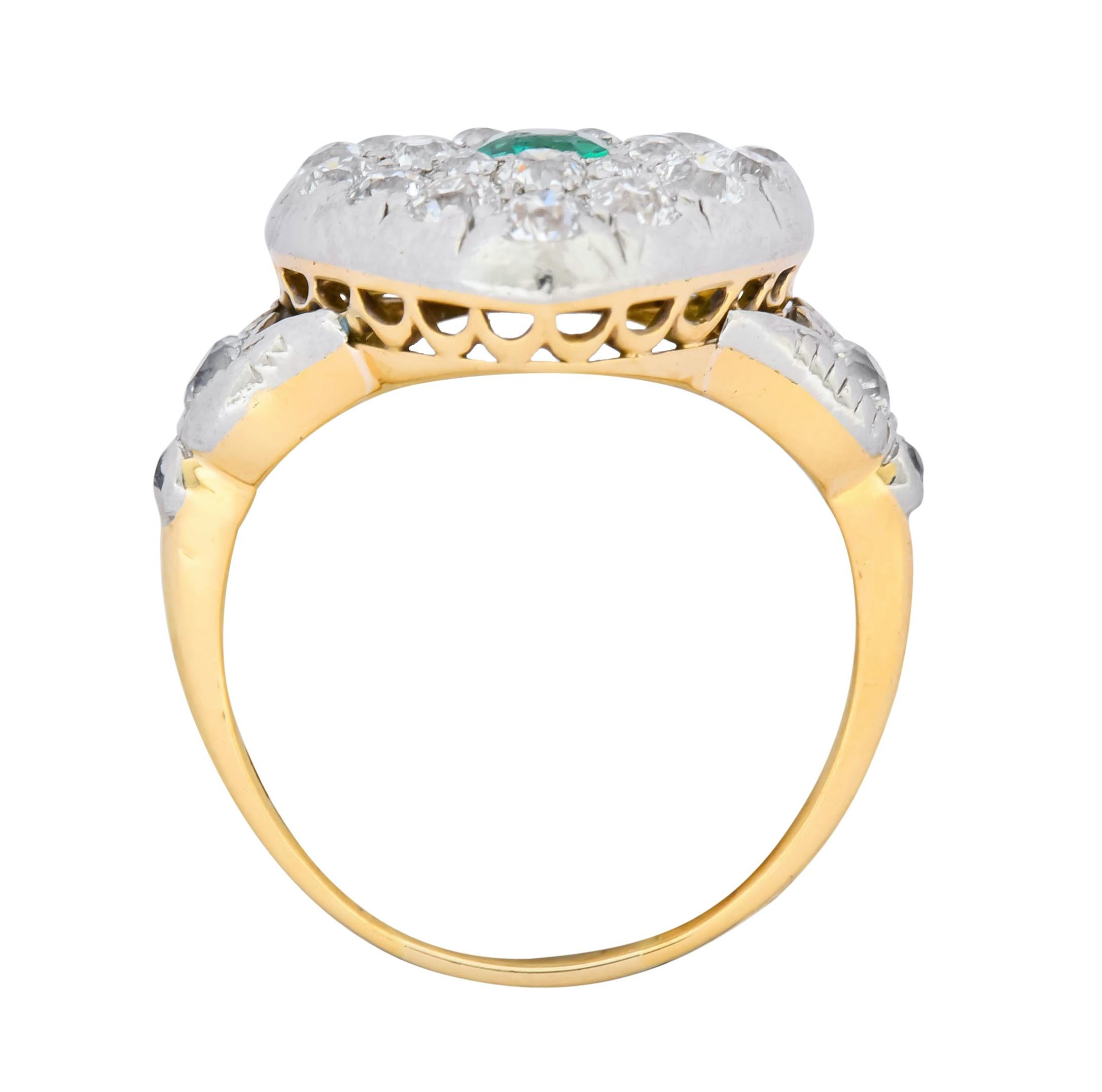 Tiffany & Co. Edwardian Emerald Diamond Platinum 18 Karat Gold Ring Heart Ring 1