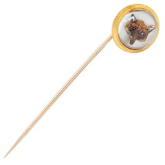Tiffany & Co. Edwardian Essex Crystal Quartz 14K Gold Antique Fox Stickpin