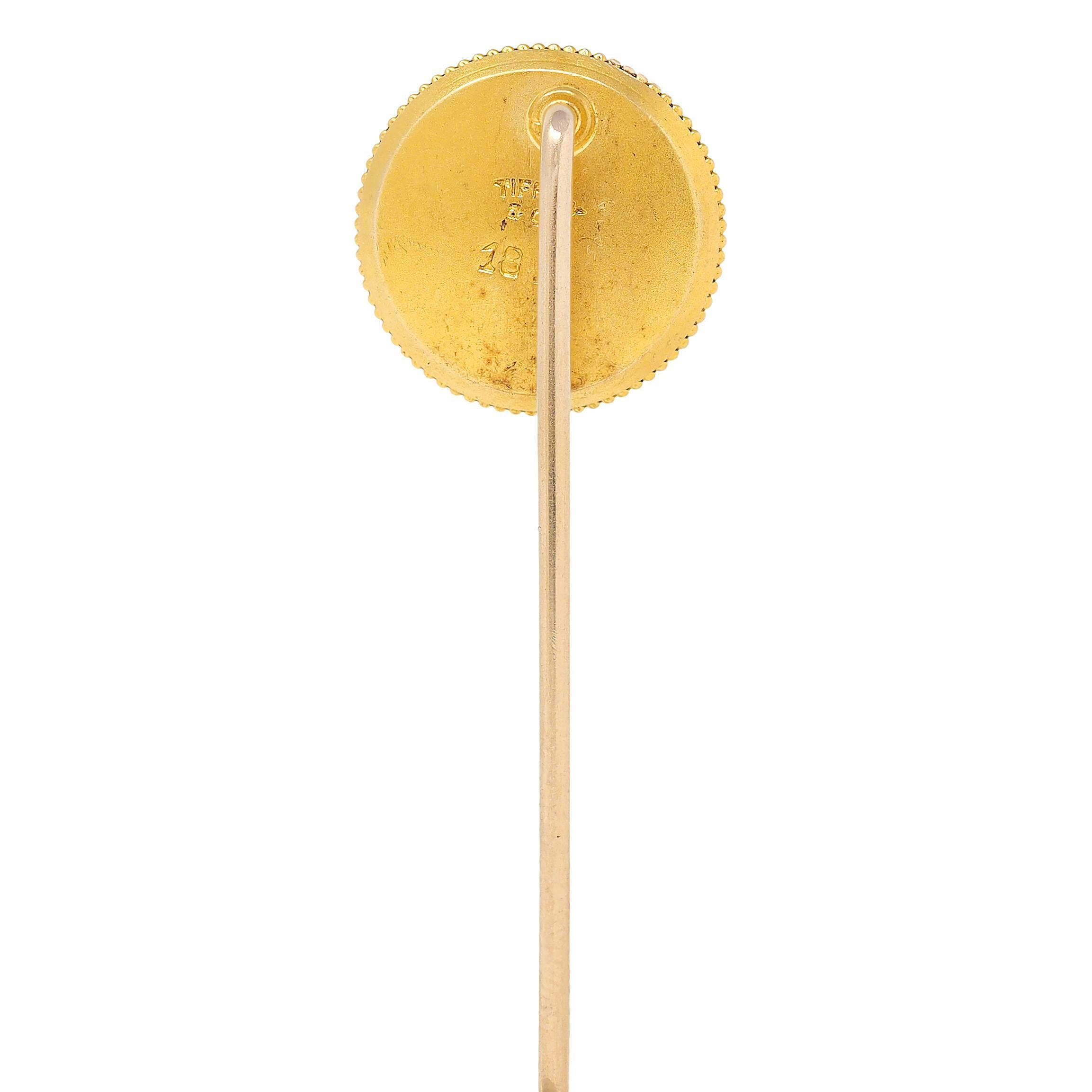 Cabochon Tiffany & Co. Spillone di cristallo di Essex Edwardiano in quarzo d'oro 14 carati con volpe antica in vendita