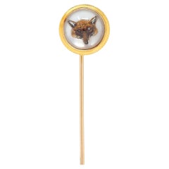 Tiffany & Co. Epingle à badge Edwardian Essex Crystal Quartz 14K Gold Antique Fox