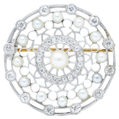 Tiffany & Co. Edwardian Pearl Diamond Platinum Brooch