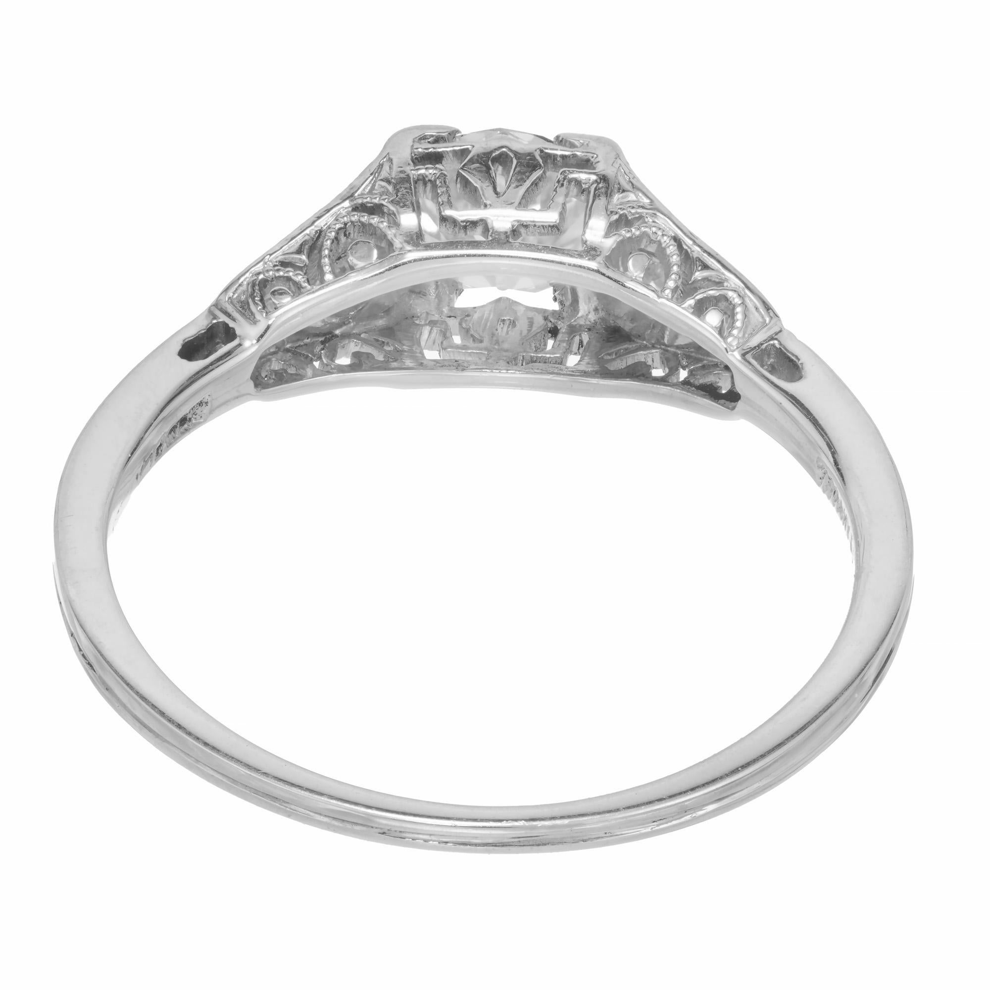 Tiffany & Co EGL Certified .44 Carat Diamond Art Deco Platinum Engagement Ring 2