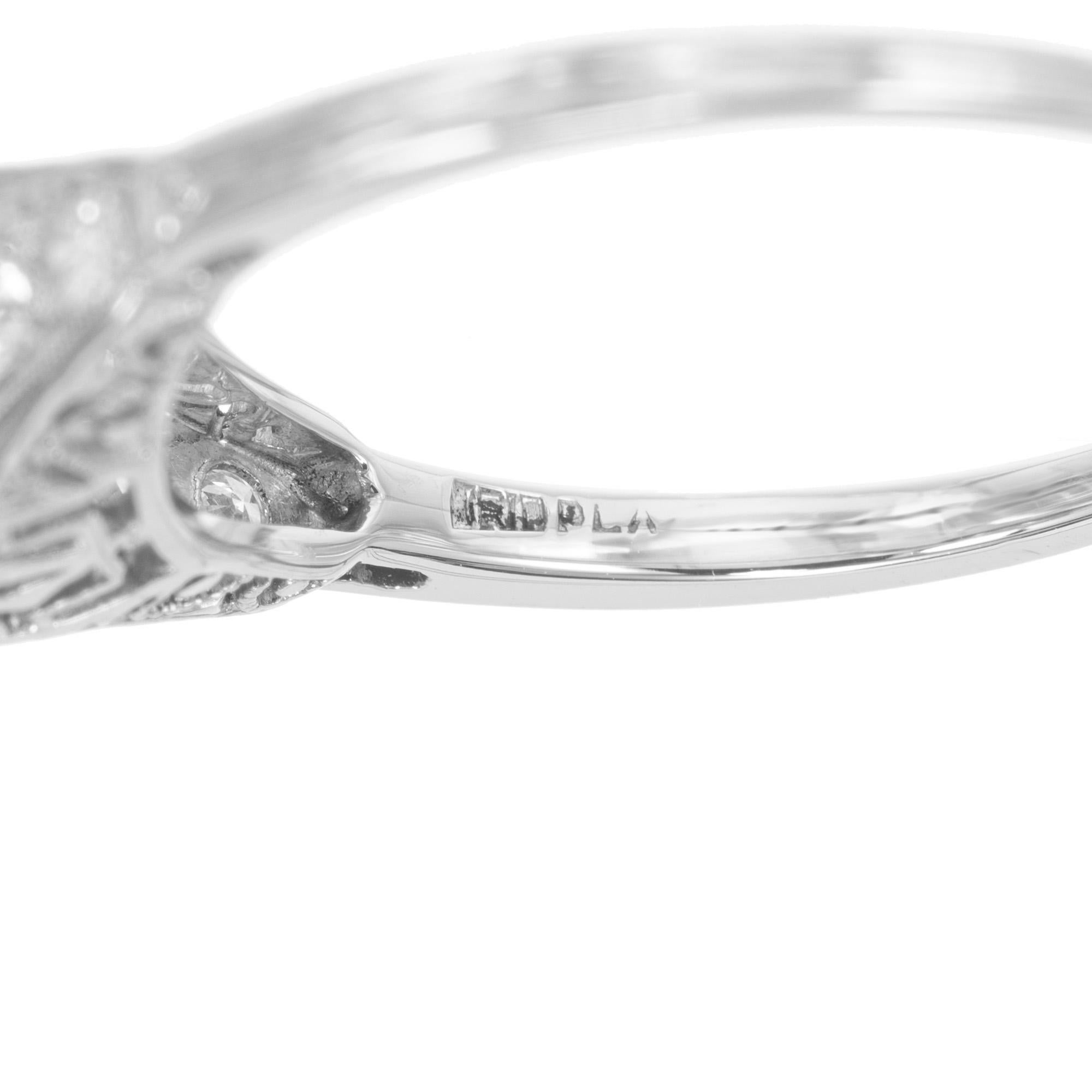 Tiffany & Co EGL Certified .44 Carat Diamond Art Deco Platinum Engagement Ring 4