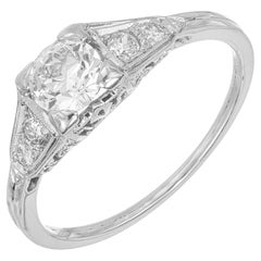 Tiffany & Co EGL Certified .44 Carat Diamond Art Deco Platinum Engagement Ring