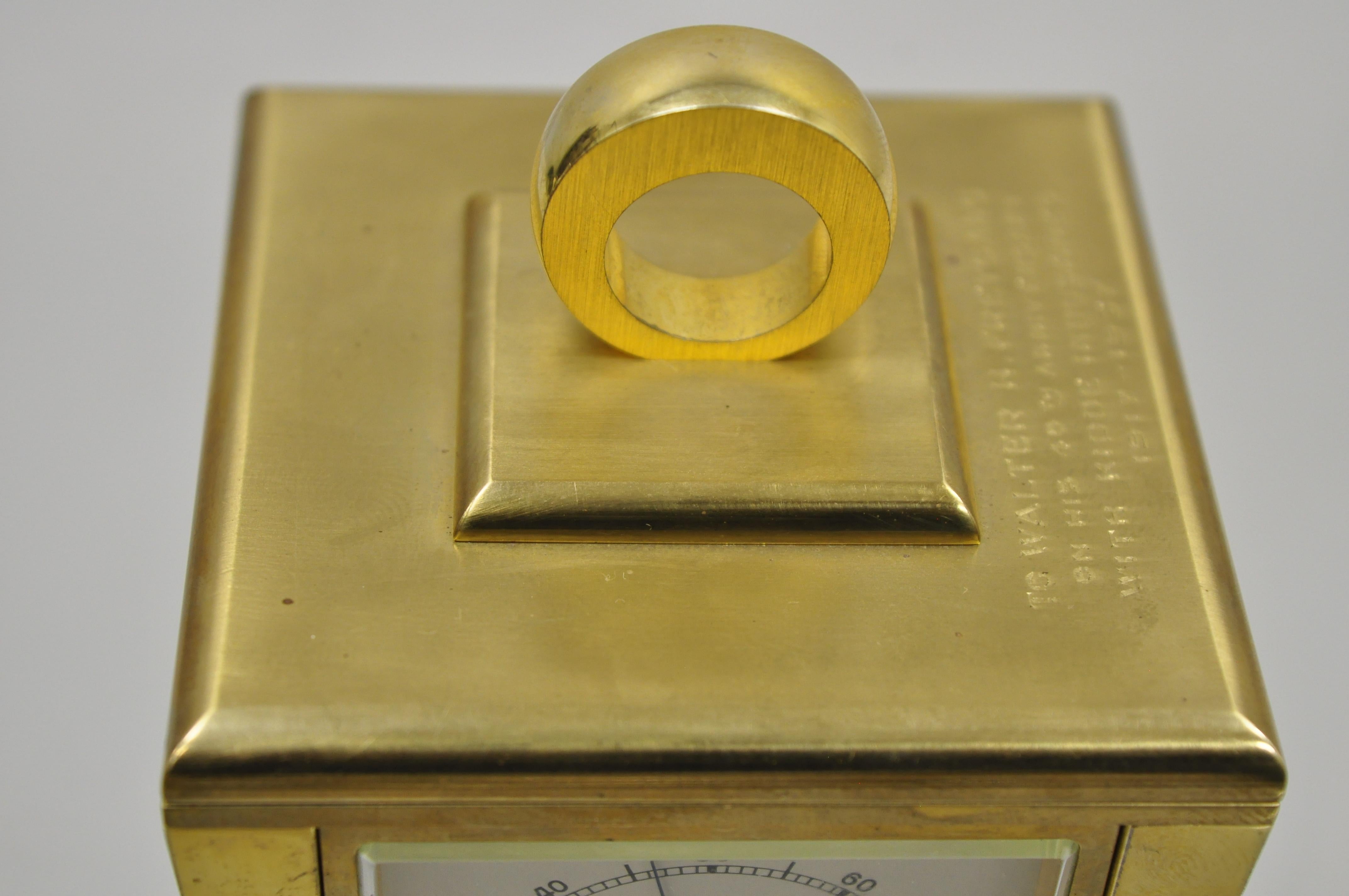 20th Century Tiffany & Co. Eight Day Brass Four Caster Revolving Small Desk Clock