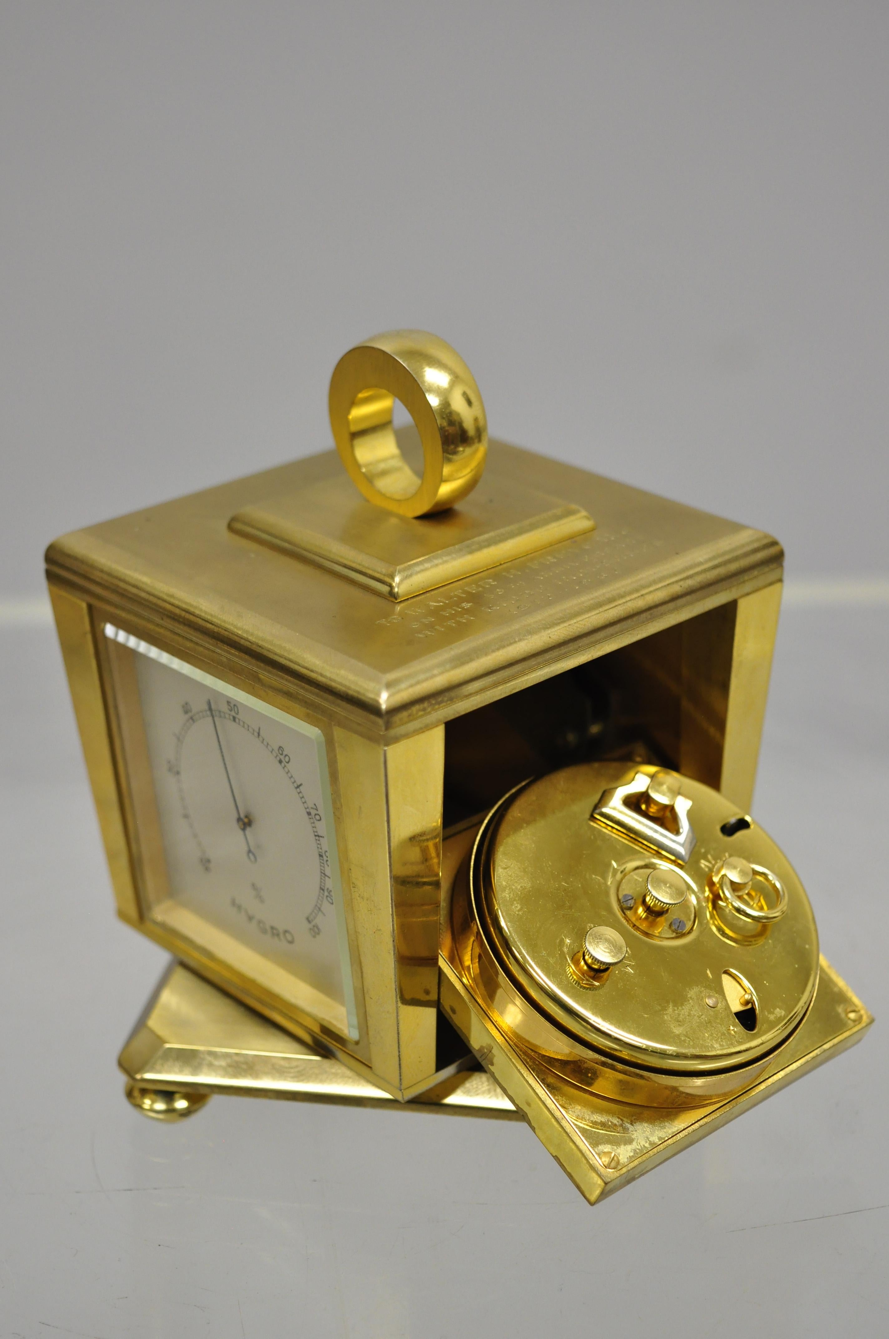 Tiffany & Co. Eight Day Brass Four Caster Revolving Small Desk Clock 1