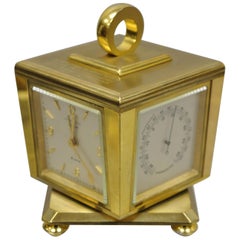 Tiffany & Co. Eight Day Brass Four Caster Revolving Small Desk Clock