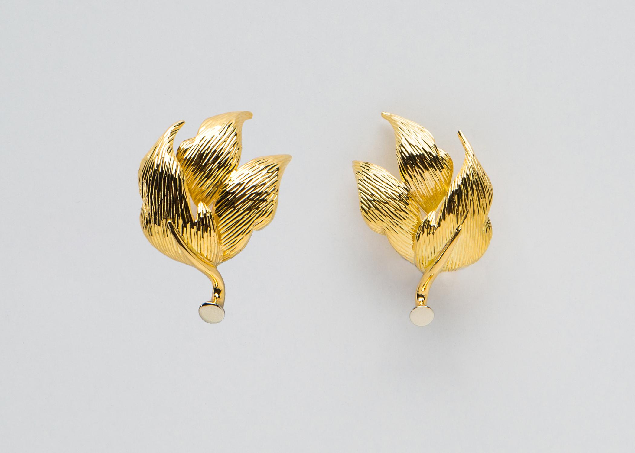 Contemporary Tiffany & Co. Elegant Gold Triple Petal Earrings