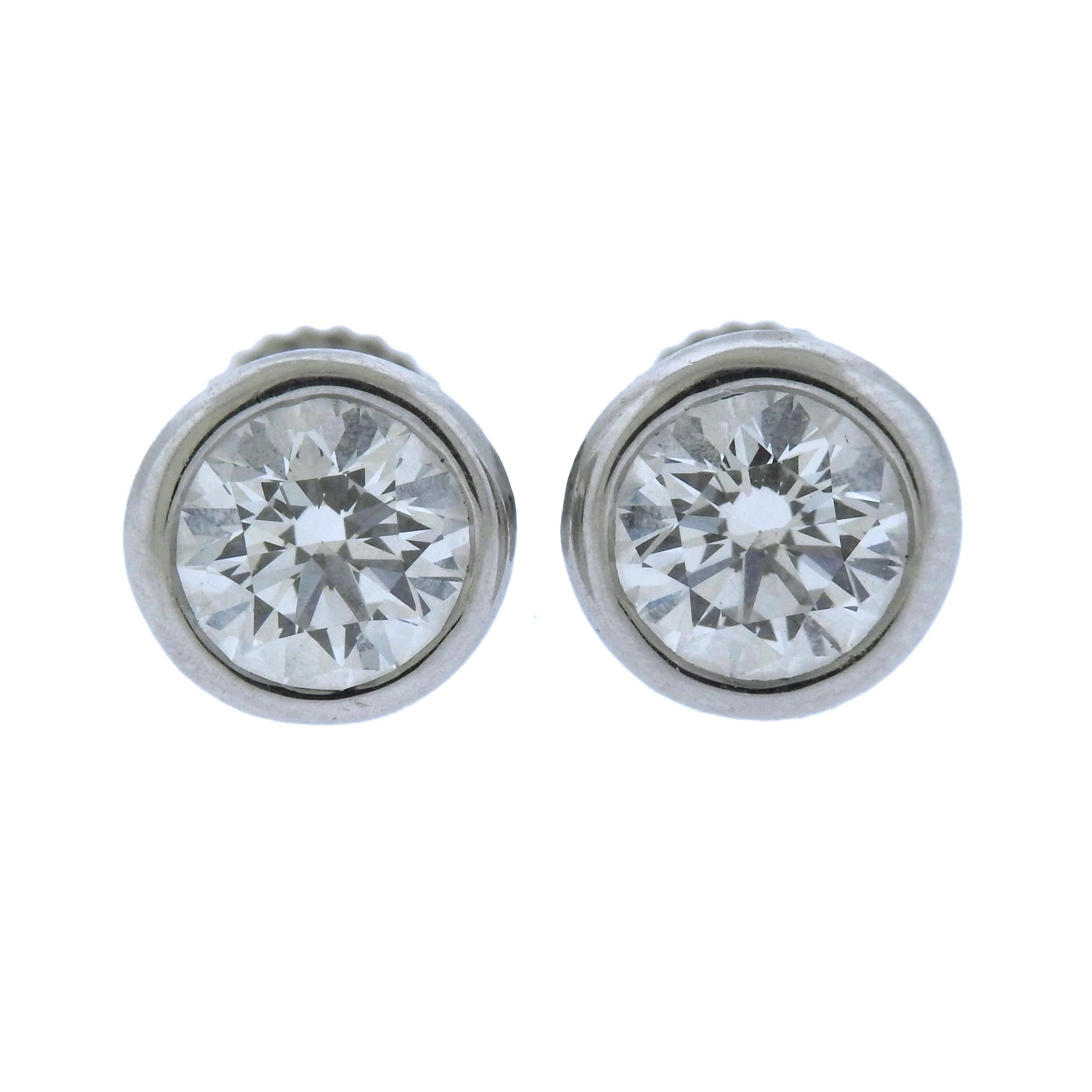 Tiffany & Co. Elsa Peretti 1.62 Carat E VS1 Diamond Platinum Stud Earrings