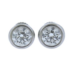Tiffany & Co. Elsa Peretti 1.62 Carat E VS1 Diamond Platinum Stud Earrings