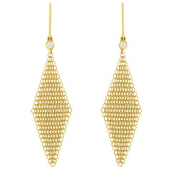 Tiffany & Co. Elsa Peretti 18 Carat Gold Mesh and Diamond Drop Earrings