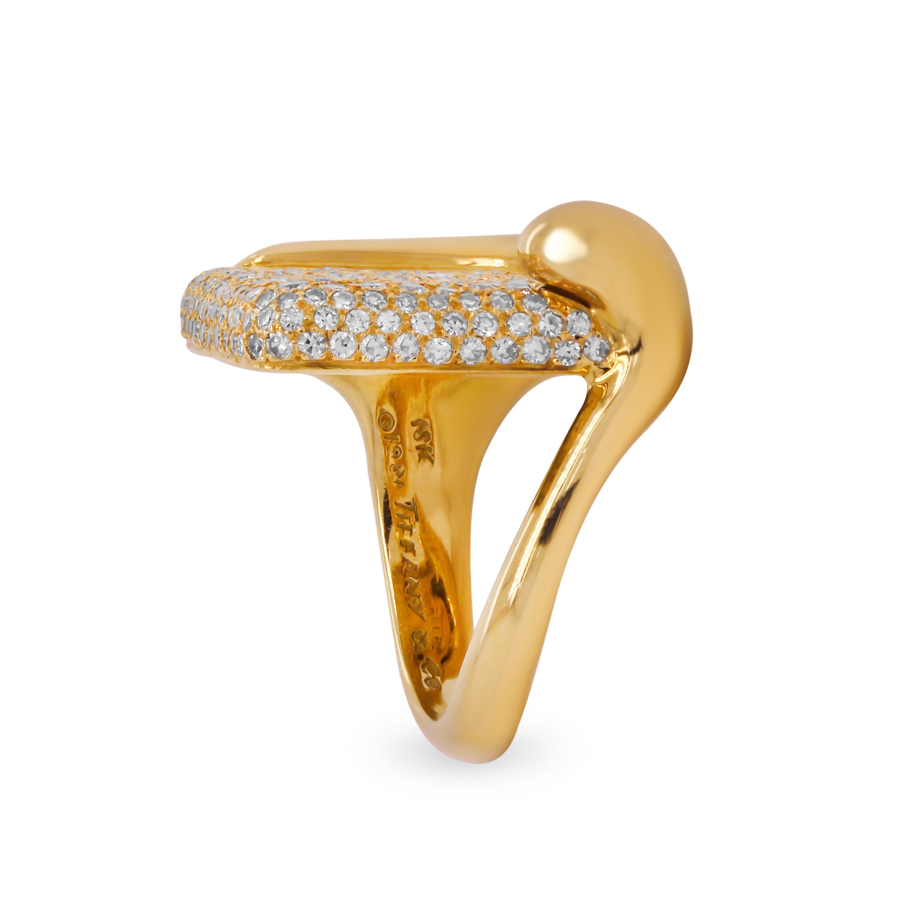 Tiffany & Co Elsa Peretti 18 Karat Gold Diamond Square Ring 1