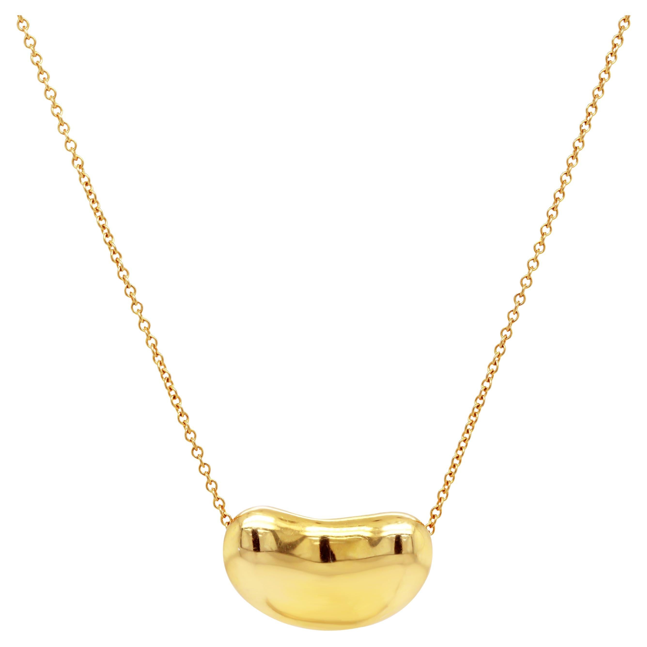 Tiffany & Co Elsa Peretti 18 Karat Gold Large Bean Pendant Necklace