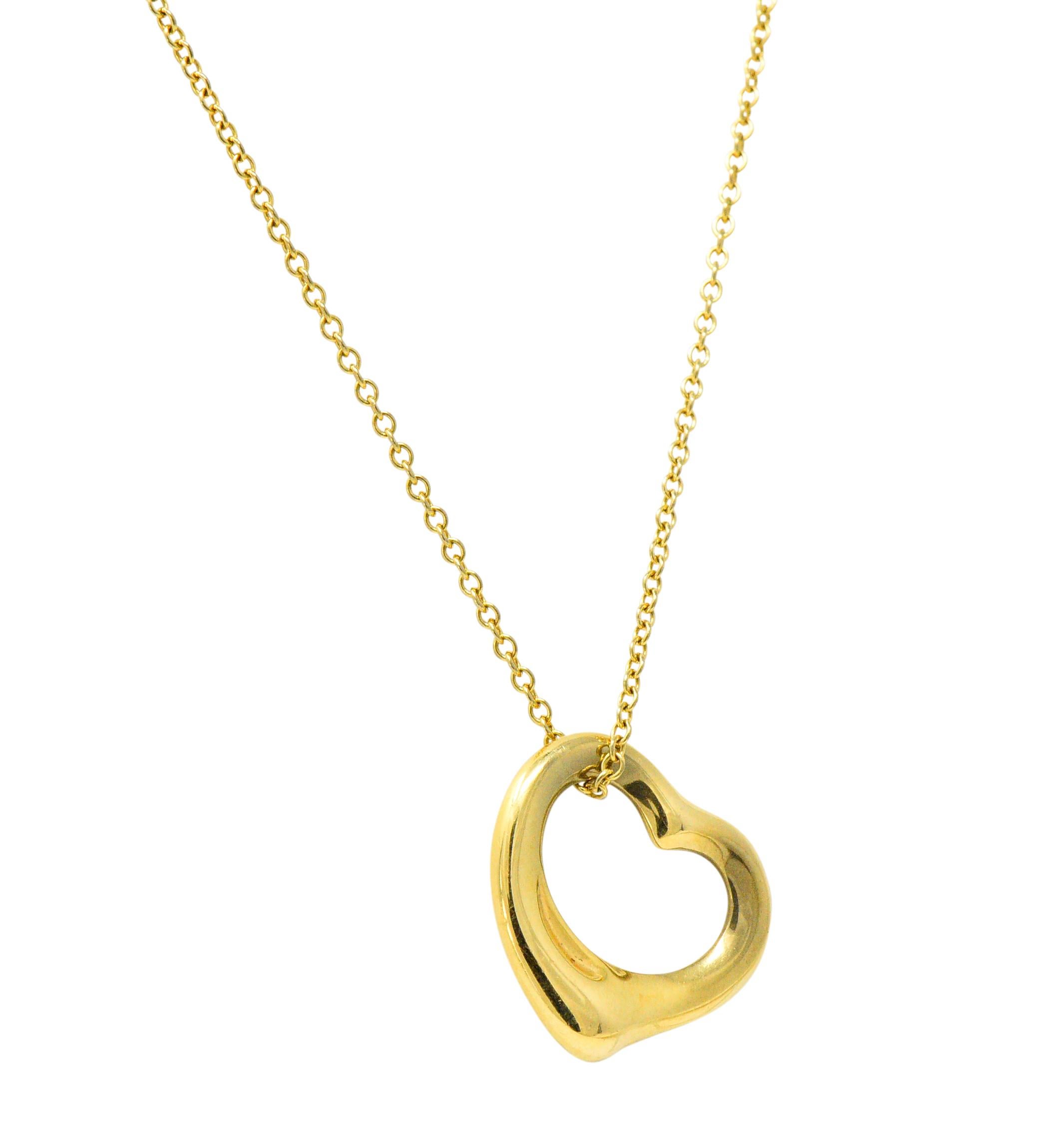 Contemporary Tiffany & Co. Elsa Peretti 18 Karat Gold Open Heart Necklace