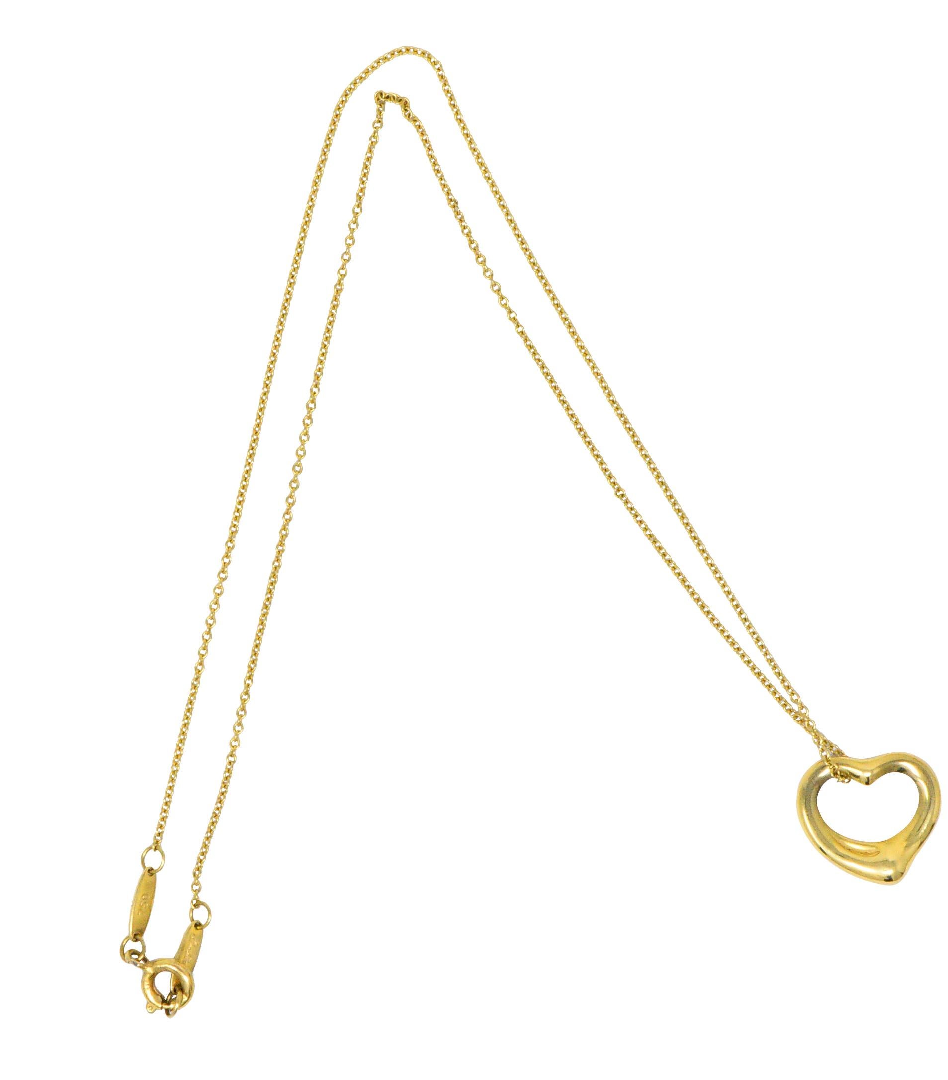 Tiffany & Co. Elsa Peretti 18 Karat Gold Open Heart Necklace 1