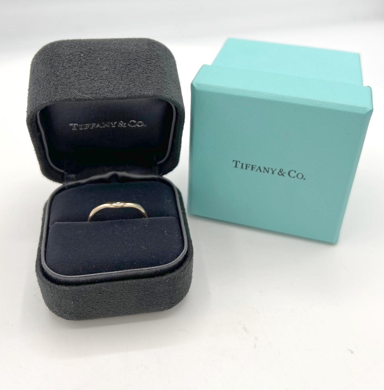 Tiffany & Co. Elsa Peretti 18 Karat Rose Gold Contour Diamond Wedding Band Ring  In Excellent Condition For Sale In  Baltimore, MD