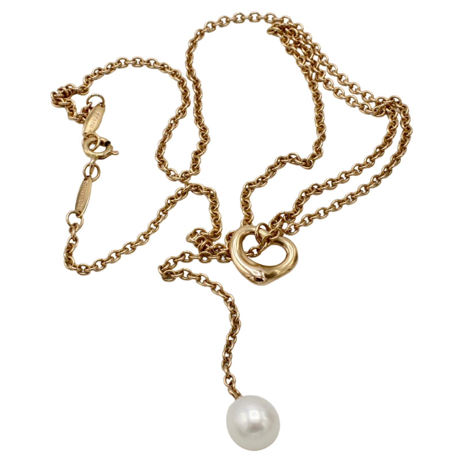 Tiffany & Co. Collar Elsa Peretti de oro rosa de 18 quilates con forma de lazo de corazón abierto Moderno en venta