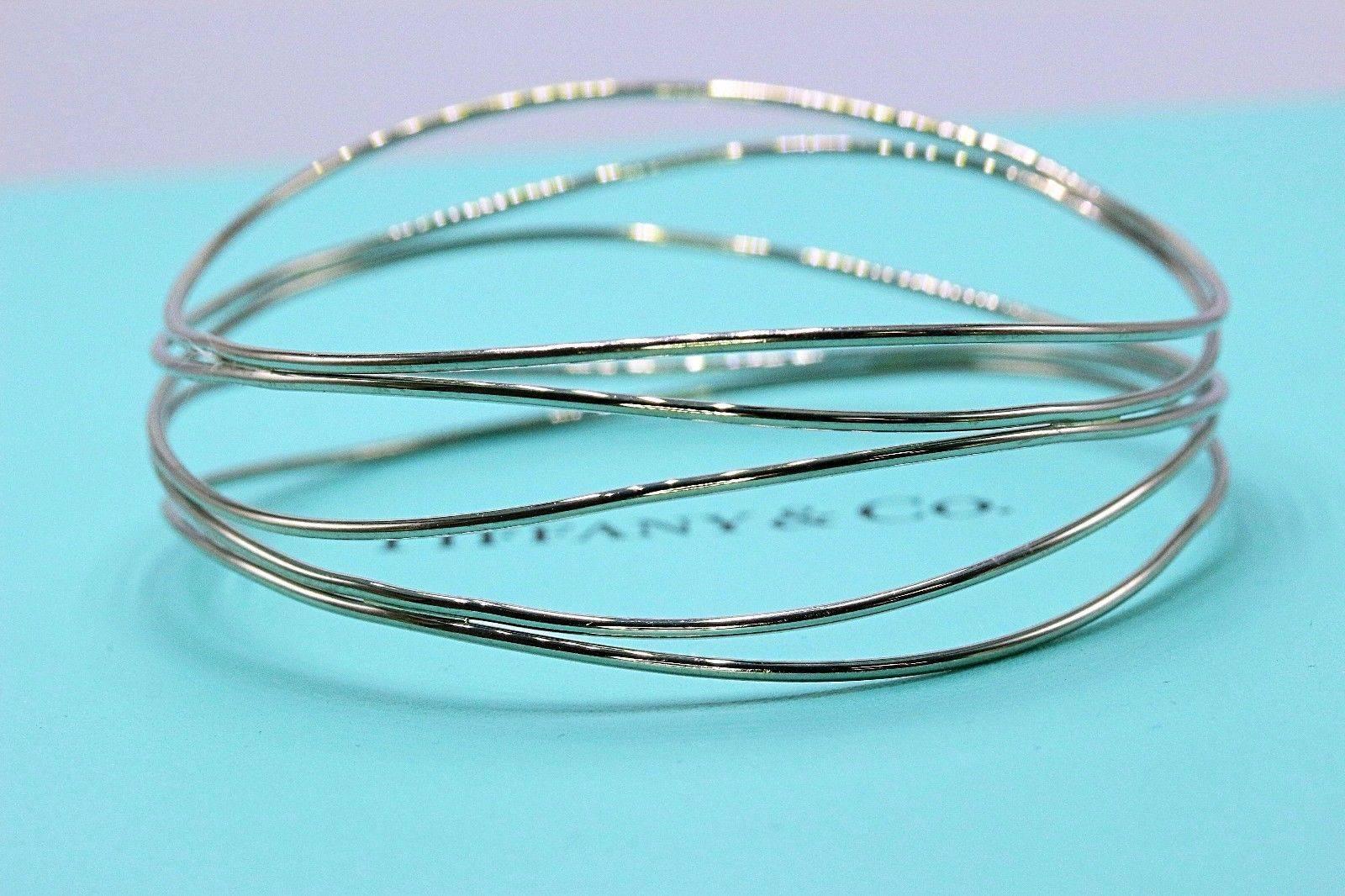 Tiffany & Co. Elsa Peretti 18 Karat White Gold Five-Row Wave Bracelet In Excellent Condition In San Diego, CA
