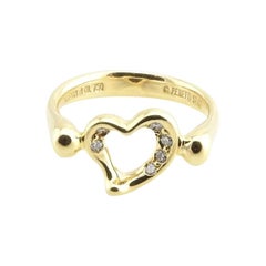 Tiffany & Co. Elsa Peretti 18 Karat Yellow Gold Diamond Open Heart Ring