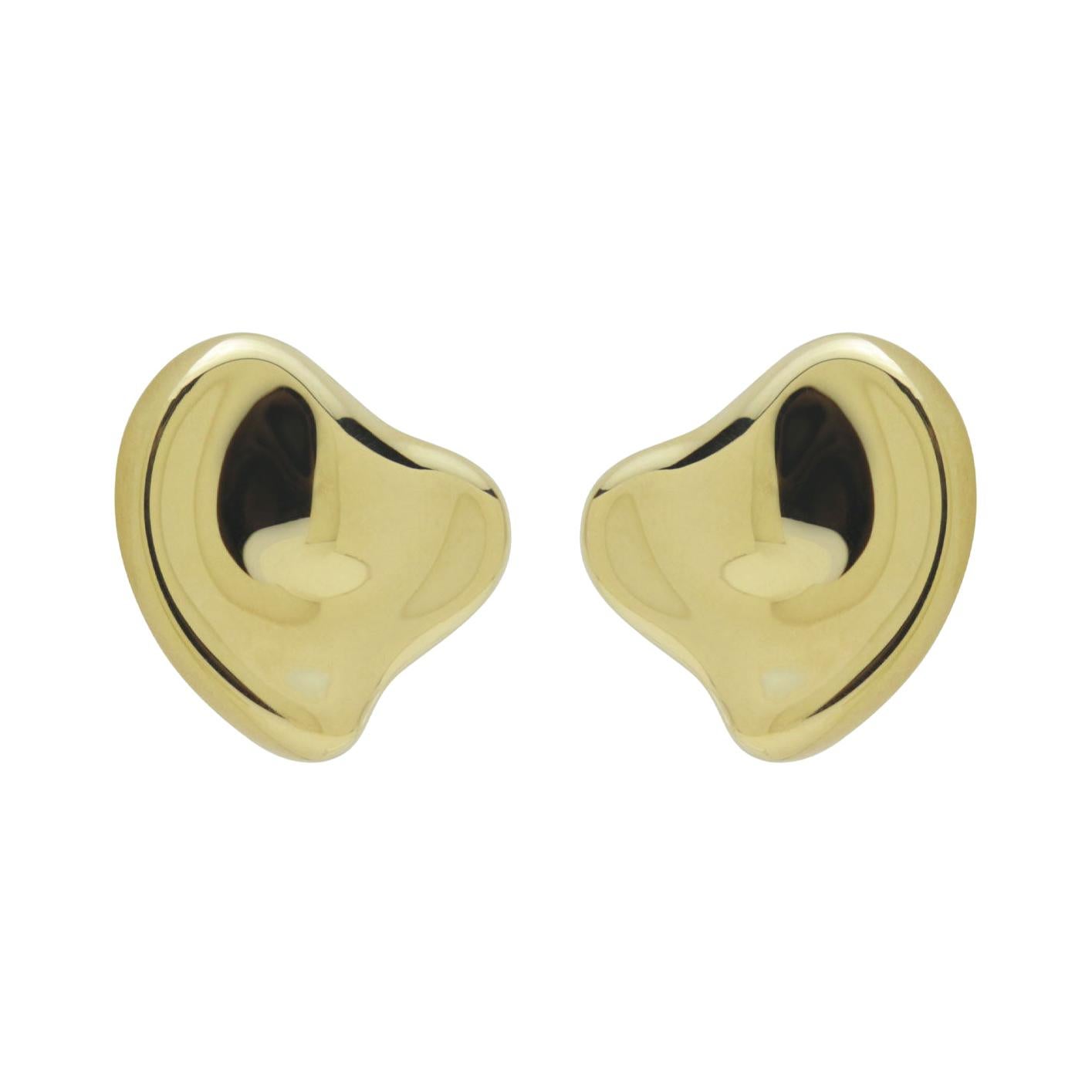 Tiffany & Co Elsa Peretti 18 Karat Yellow Gold Full Heart Pierced Earrings