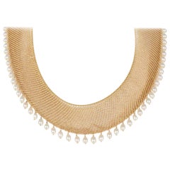 Tiffany & Co. Elsa Peretti 18 Karat Gelbgold Mesh Tropfen Ohrringe Bib Halskette