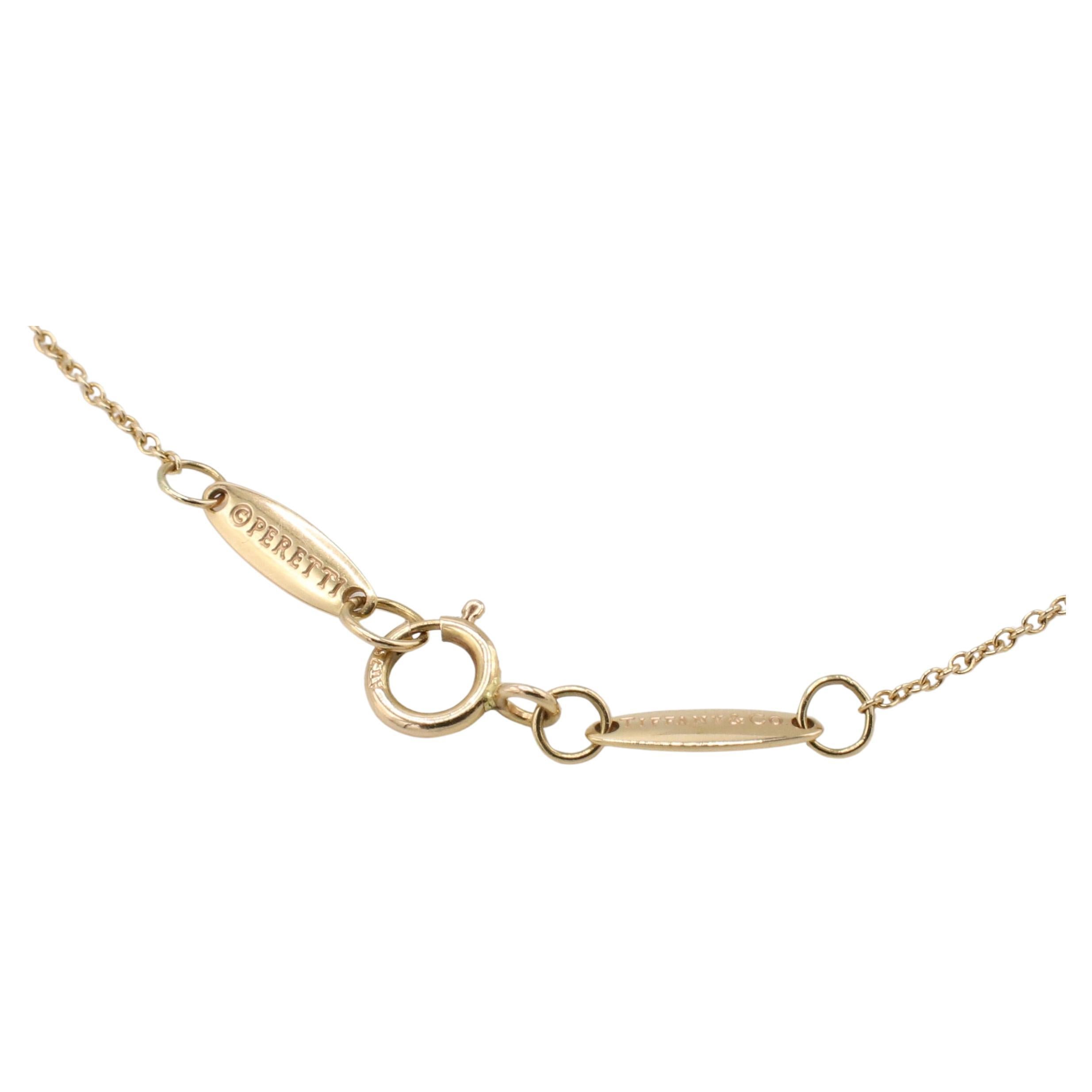 Modern Tiffany & Co. Elsa Peretti 18 Karat Yellow Gold Mini Bean Pendant Necklace 6.5mm