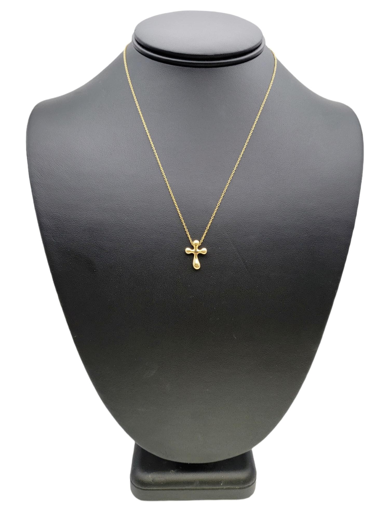 Tiffany & Co. Elsa Peretti 18 Karat Yellow Gold Modern Cross Pendant Necklace 3