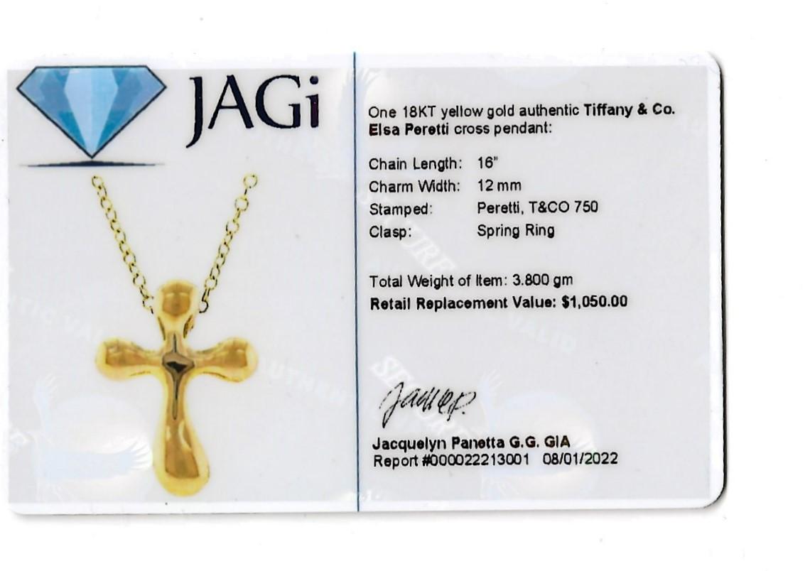 Tiffany & Co. Elsa Peretti 18 Karat Yellow Gold Modern Cross Pendant Necklace 5