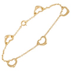 Tiffany & Co. Elsa Peretti 18 Karat Yellow Gold Open Heart Link Bracelet