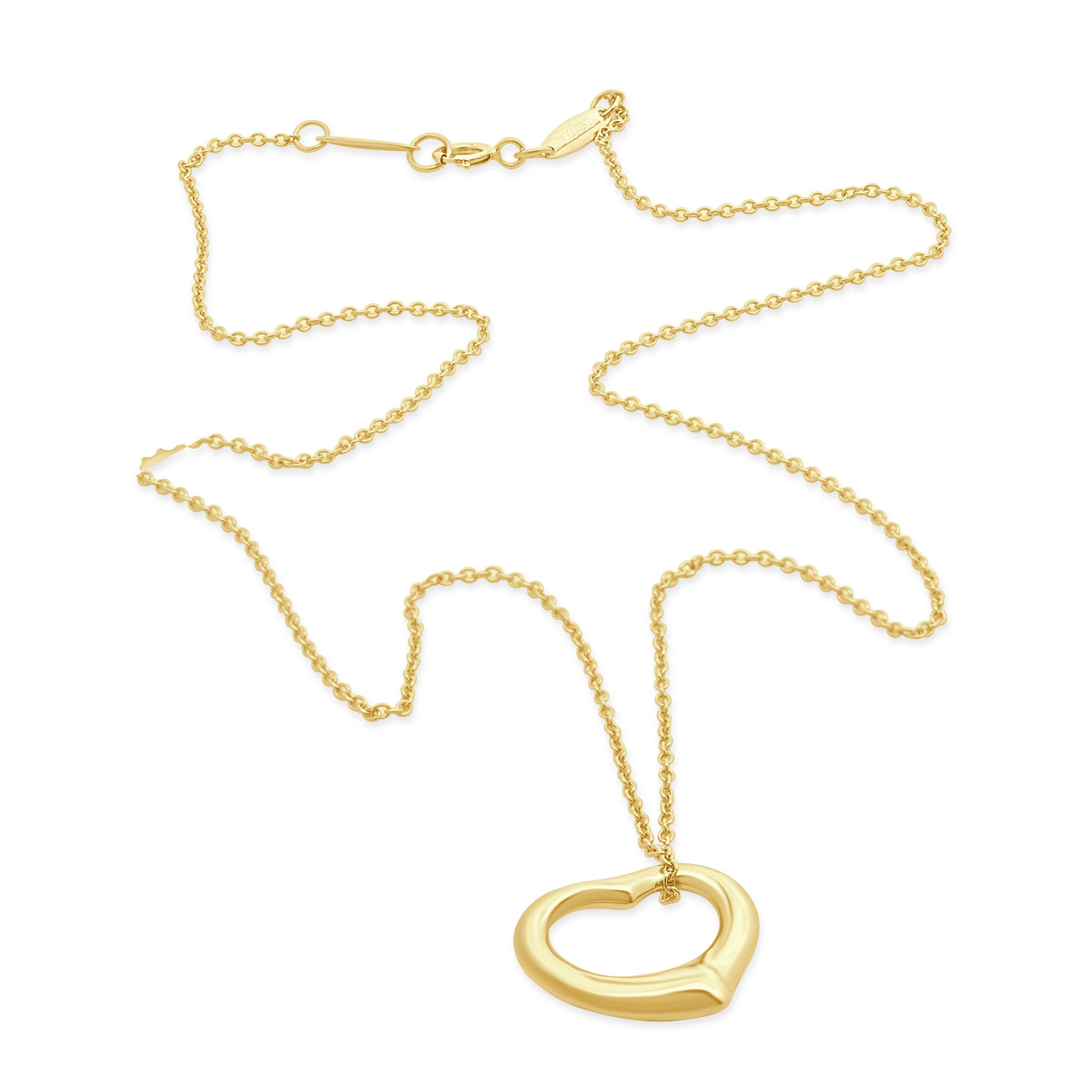 Créateur : Tiffany & co. / Elsa Peretti
Matériau : Or jaune 18K
Taille : le collier mesure 16 pouces de long.
Poids : 4.39 grammes