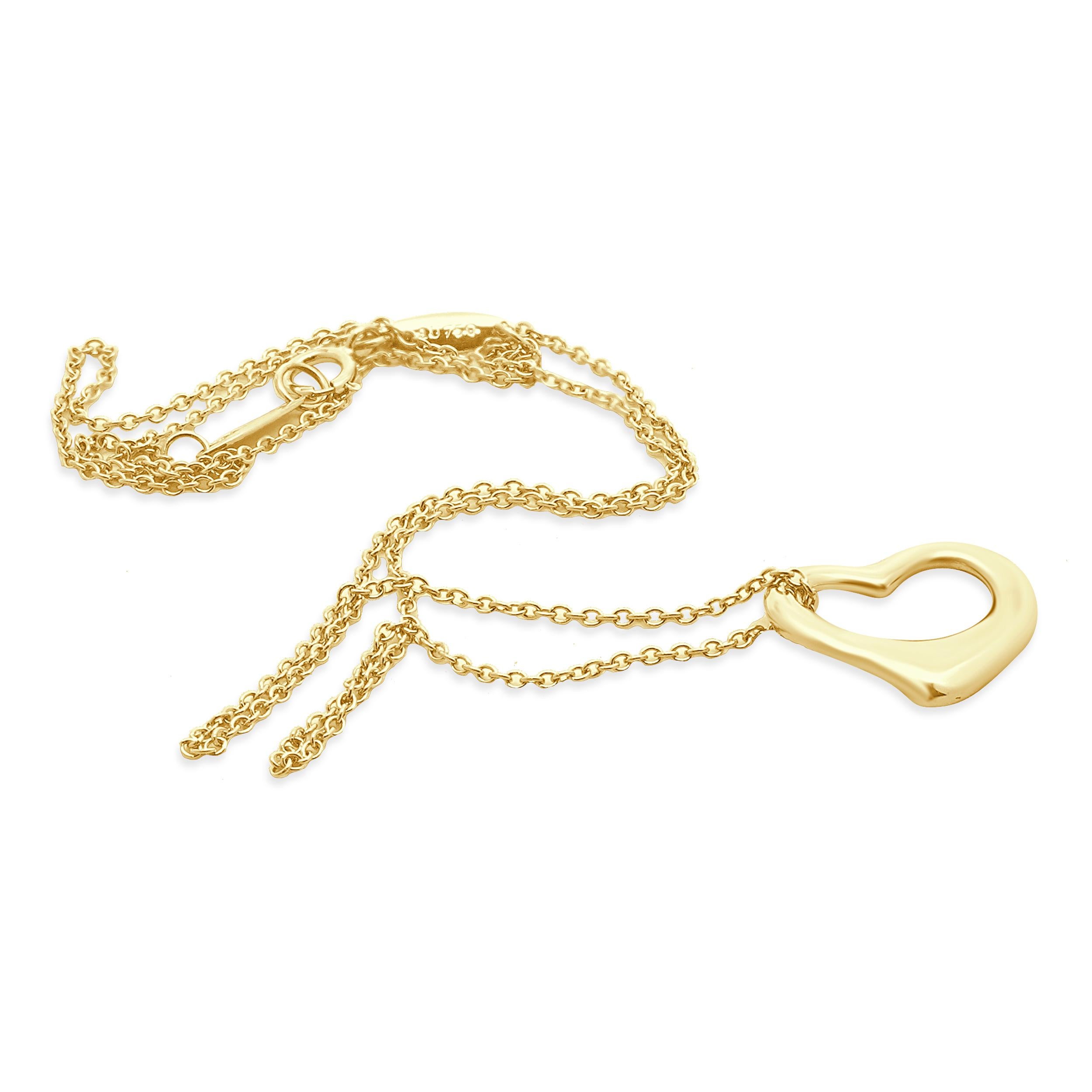 Tiffany & Co. Elsa Peretti Collier à cœurs ouverts en or jaune 18 carats Excellent état - En vente à Scottsdale, AZ